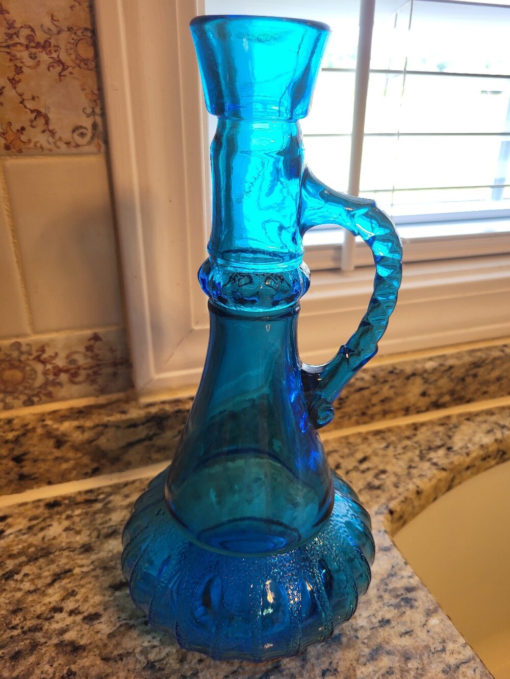 Blue 11 x 4.5 Inch  Jeannie Style Liquor Bottle - Home Art Accent